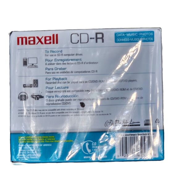 Maxell CD-R 700 MB Data Music Photos 80 Min Up To/Max 48X 5 Pack New Sealed - Picture 2 of 3